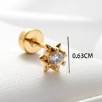 Gold color / 1 Piece Simple Series Classic Hexagram Copper   Gold Color Zircon Women's Stud Earrings Picture2